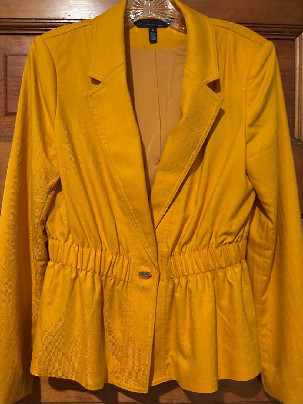 White House Black Market Mustard Yellow Cinch-Waist Blazer